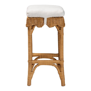 Baxton Studio bali Muy Bohemian Scallop Honey Rattan Bar Stool - Handcrafted Comfort for Your Kitchen or Patio DC0899-B-Muy-Honey Rattan-Bar Stool