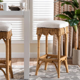 bali & pari Muy Bohemian Scallop Honey Rattan Bar Stool