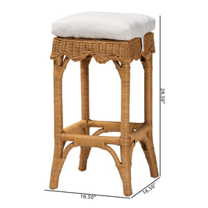 Baxton Studio bali Muy Bohemian Scallop Honey Rattan Bar Stool - Handcrafted Comfort for Your Kitchen or Patio DC0899-B-Muy-Honey Rattan-Bar Stool