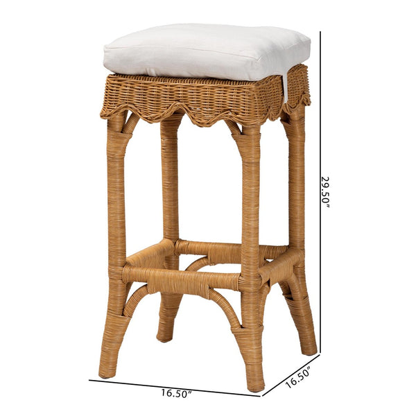 Baxton Studio bali Muy Bohemian Scallop Honey Rattan Bar Stool - Handcrafted Comfort for Your Kitchen or Patio DC0899-B-Muy-Honey Rattan-Bar Stool