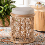 bali & pari Junius Bohemian Natural Rattan Ottoman Footstool