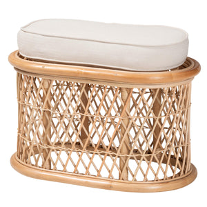 bali & pari Ladonna Bohemian Natural Rattan Ottoman Footstool