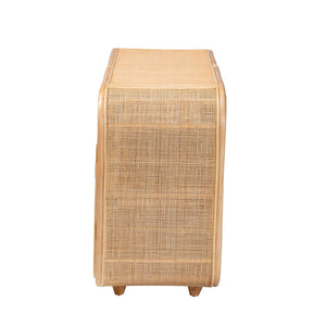 Baxton Studio bali Evania Bohemian Natural Rattan 3-Door Storage Cabinet - Handcrafted, Chic & Versatile Storage Solution WS061-B-Natural Rattan-Cabinet