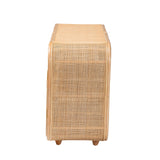 bali & pari Evania Bohemian Natural Rattan 3-Door Storage Cabinet