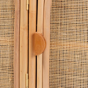 Baxton Studio bali Evania Bohemian Natural Rattan 3-Door Storage Cabinet - Handcrafted, Chic & Versatile Storage Solution WS061-B-Natural Rattan-Cabinet