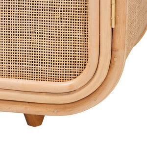 Baxton Studio bali Evania Bohemian Natural Rattan 3-Door Storage Cabinet - Handcrafted, Chic & Versatile Storage Solution WS061-B-Natural Rattan-Cabinet