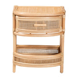 bali & pari Divitia Bohemian Natural Rattan 1-Drawer Nightstand