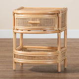 bali & pari Divitia Bohemian Natural Rattan 1-Drawer Nightstand