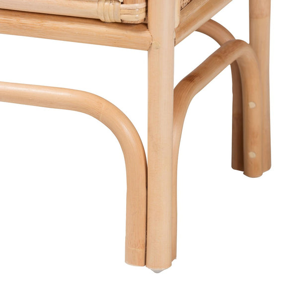 Baxton Studio bali Bali Carabella Bohemian Rattan Nightstand - Handcrafted 1-Drawer Accent for Rustic & Coastal Decor WS066-Natural Rattan-NS