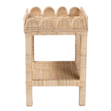 bali & pari Sumana Bohemian Scallop Natural Rattan and Mahogany Side Table