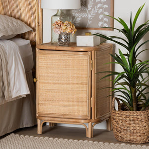 Baxton Studio bali Kiara Bohemian Rattan Nightstand - Handcrafted Storage Solution with Woven Detailing & Style WS050-Natural Rattan-NS