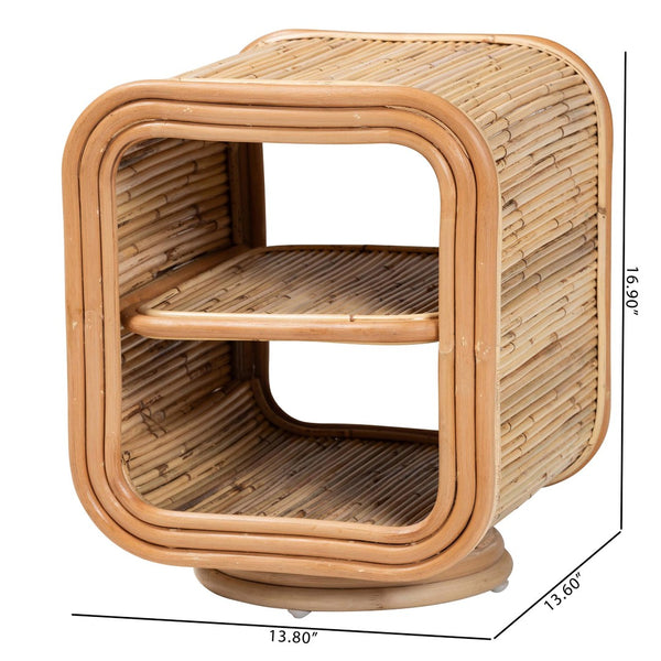 Baxton Studio bali Bethari Handcrafted Bohemian Rattan Nightstand with Open Shelving for Stylish Storage Solutions WS056-Natural Rattan-NS