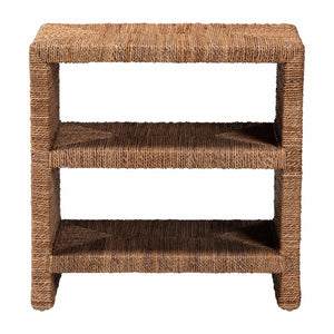 Baxton Studio bali Liza Bohemian Seagrass End Table - Handcrafted Acacia Wood, 3-Tier Storage, Modern Charm LIZZA-Seagrass-ET