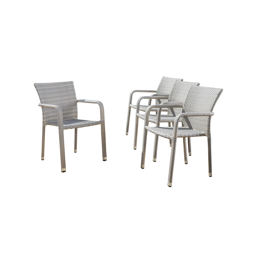 English Elm Christopher Knight Home® - Dover Grey Wicker Stacking Armchair Set Of 4 - Stylish, Weather-Resistant Outdoor Seating Solution N776P605564C