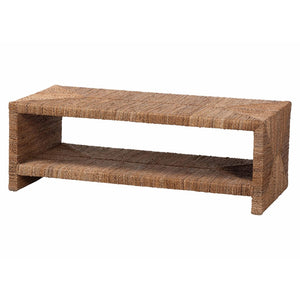 Baxton Studio bali Liza Rectangle Seagrass Coffee Table - Handwoven Coastal Boho Furniture with Open Shelf Storage LIZZA-Seagrass-Coffee Table