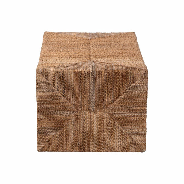 Baxton Studio bali Liza Rectangle Seagrass Coffee Table - Handwoven Coastal Boho Furniture with Open Shelf Storage LIZZA-Seagrass-Coffee Table