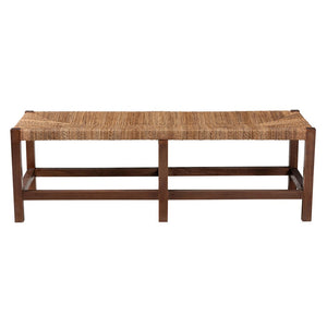 Baxton Studio bali Liza Bohemian Accent Bench - Handwoven Seagrass & Sturdy Acacia Wood for Stylish Spaces LIZZA-Wooden-Bench