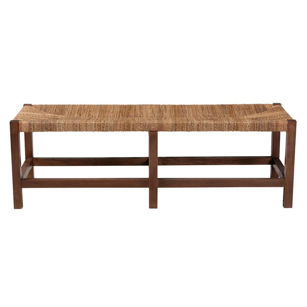 Baxton Studio bali Liza Bohemian Accent Bench - Handwoven Seagrass & Sturdy Acacia Wood for Stylish Spaces LIZZA-Wooden-Bench