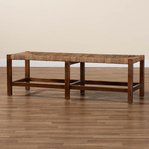 Baxton Studio bali Liza Bohemian Accent Bench - Handwoven Seagrass & Sturdy Acacia Wood for Stylish Spaces LIZZA-Wooden-Bench