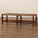 bali & pari Liza Bohemian Natural Seagrass and Wood Accent Bench