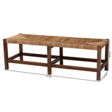 bali & pari Liza Bohemian Natural Seagrass and Wood Accent Bench