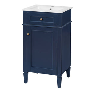 English Elm 18-inch French Style Freestanding Bathroom Vanity with Ceramic Sink Soft Close Storage Blue N710P411340C
