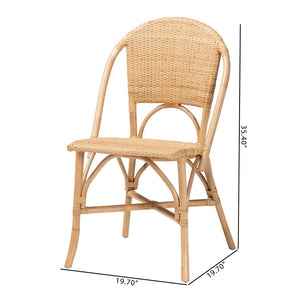 Baxton Studio bali Jaylyn Bohemian Natural Rattan Dining Chair - Handcrafted Elegance for Indoor & Outdoor Spaces 13688-Rattan-DC