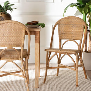 Baxton Studio bali Jaylyn Bohemian Natural Rattan Dining Chair - Handcrafted Elegance for Indoor & Outdoor Spaces 13688-Rattan-DC