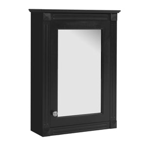English Elm 20" Medicine Cabinet with Mirror — Space-Saving Wall-Mounted Bathroom Storage with Adjustable Shelf, Modern Carved Design Black N710P317680B