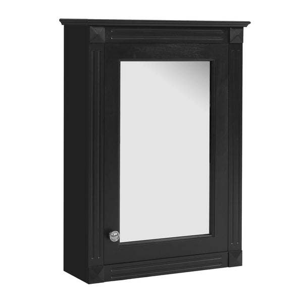 English Elm 20" Medicine Cabinet with Mirror — Space-Saving Wall-Mounted Bathroom Storage with Adjustable Shelf, Modern Carved Design Black N710P317680B