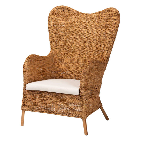 Baxton Studio bali Terra Bohemian Rattan Arm Chair - Handcrafted Comfort with Stylish Curves for Any Space TERRA-Rattan Light Honey-CC