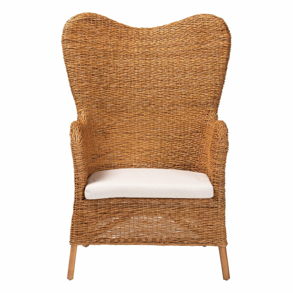 Baxton Studio bali Terra Bohemian Rattan Arm Chair - Handcrafted Comfort with Stylish Curves for Any Space TERRA-Rattan Light Honey-CC