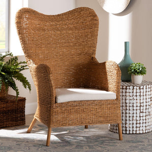 Baxton Studio bali Terra Bohemian Rattan Arm Chair - Handcrafted Comfort with Stylish Curves for Any Space TERRA-Rattan Light Honey-CC