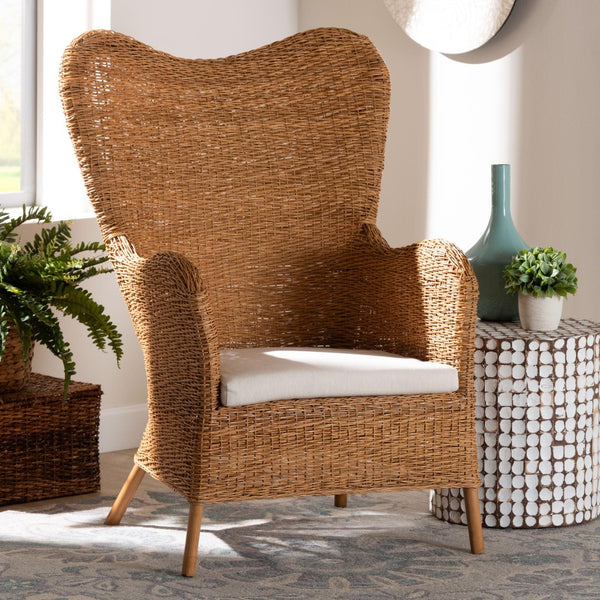 Baxton Studio bali Terra Bohemian Rattan Arm Chair - Handcrafted Comfort with Stylish Curves for Any Space TERRA-Rattan Light Honey-CC
