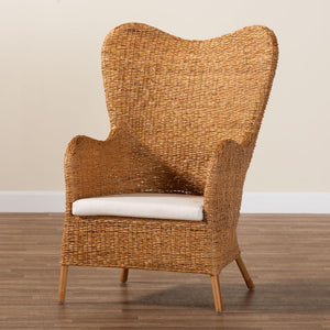 Baxton Studio bali Terra Bohemian Rattan Arm Chair - Handcrafted Comfort with Stylish Curves for Any Space TERRA-Rattan Light Honey-CC
