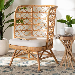 Baxton Studio bali Tania Bohemian Rattan Accent Chair - Handcrafted, Lightweight, Airy Design for Any Space TANIA-Light Color Rattan-CC