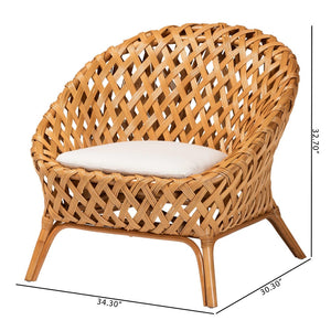 Baxton Studio bali Robista Bohemian Natural Rattan Accent Chair - Handcrafted, Comfortable & Perfect for Any Space ROBISTA-Rattan/Wicker Weave-CC