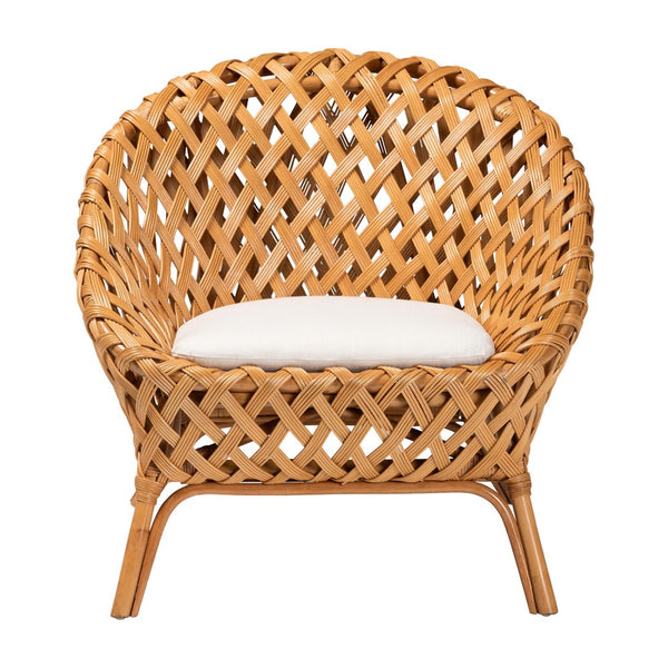 Baxton Studio bali Robista Bohemian Natural Rattan Accent Chair - Handcrafted, Comfortable & Perfect for Any Space ROBISTA-Rattan/Wicker Weave-CC