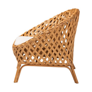 Baxton Studio bali Robista Bohemian Natural Rattan Accent Chair - Handcrafted, Comfortable & Perfect for Any Space ROBISTA-Rattan/Wicker Weave-CC