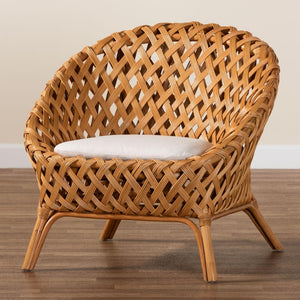 Baxton Studio bali Robista Bohemian Natural Rattan Accent Chair - Handcrafted, Comfortable & Perfect for Any Space ROBISTA-Rattan/Wicker Weave-CC
