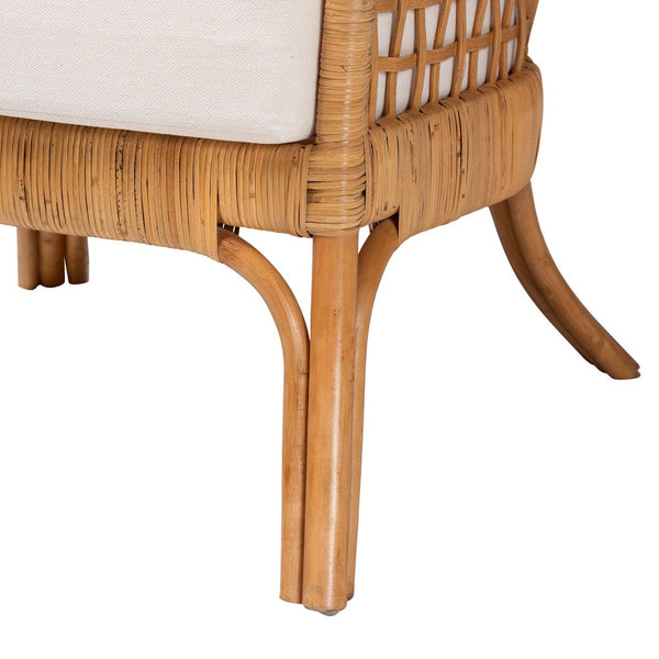 Baxton Studio bali Bali Regina Bohemian Rattan Arm Chair - Handcrafted Tropical Elegance with Plush Cushion Comfort REGINA-Light Honey Rattan/Wicker Weave-CC