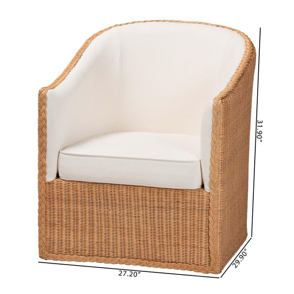 Baxton Studio bali Tessa Bohemian Rattan Arm Chair - Handcrafted Comfort with Stylish Curves for Your Home Decor TESSA-Wooden/Sun Bleached Rattan-CC