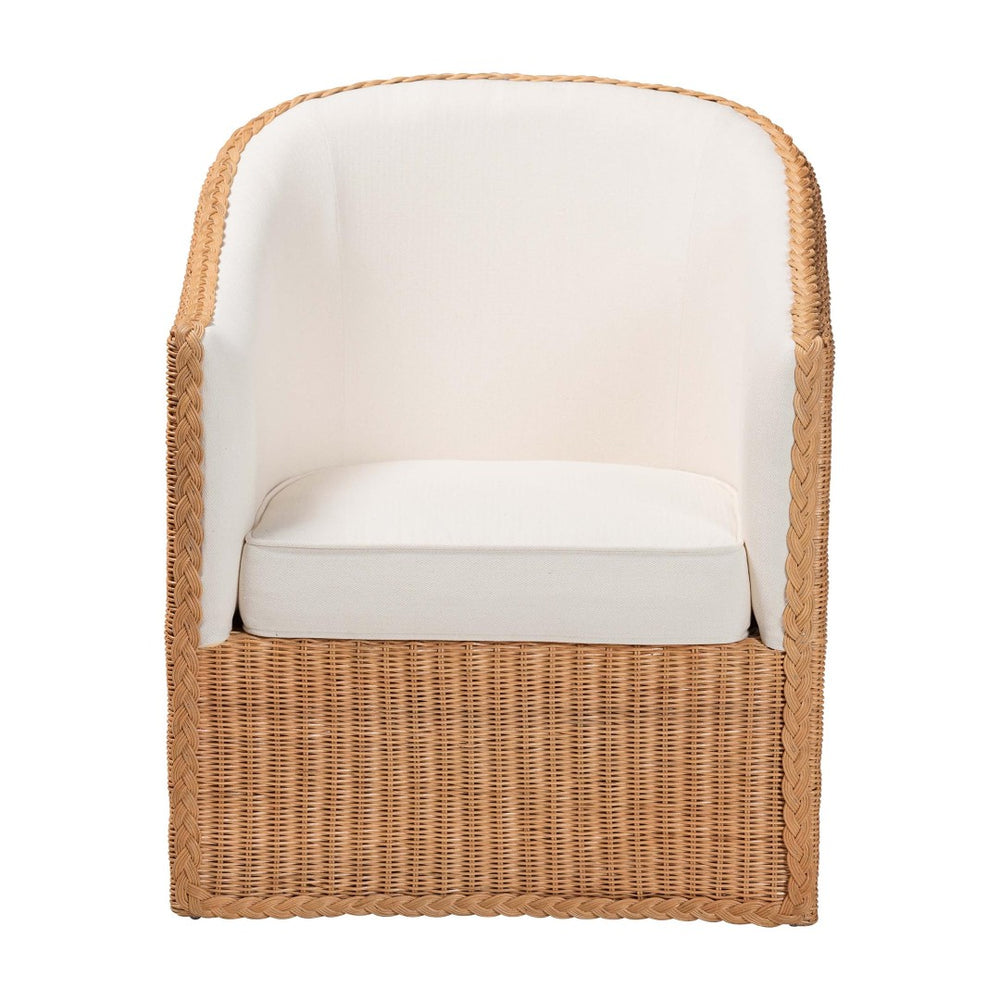 Baxton Studio bali Tessa Bohemian Rattan Arm Chair - Handcrafted Comfort with Stylish Curves for Your Home Decor TESSA-Wooden/Sun Bleached Rattan-CC
