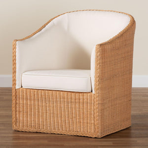 Baxton Studio bali Tessa Bohemian Rattan Arm Chair - Handcrafted Comfort with Stylish Curves for Your Home Decor TESSA-Wooden/Sun Bleached Rattan-CC
