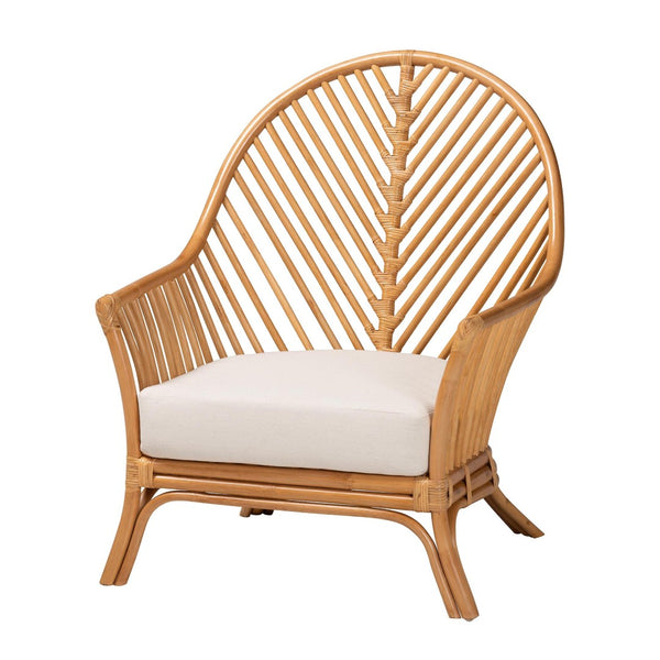 Baxton Studio bali Bali Lisabon Bohemian Rattan Arm Chair – Handcrafted Comfort, Airy Chevron Design, Perfect for Any Space LISABON-Light Honey Rattan-CC