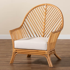 Baxton Studio bali Bali Lisabon Bohemian Rattan Arm Chair – Handcrafted Comfort, Airy Chevron Design, Perfect for Any Space LISABON-Light Honey Rattan-CC