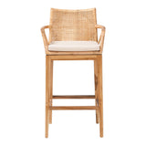 bali & pari Storsel Bohemian Natural Rattan and Teak Wood Bar Stool