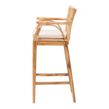 bali & pari Storsel Bohemian Natural Rattan and Teak Wood Bar Stool