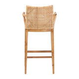 bali & pari Storsel Bohemian Natural Rattan and Teak Wood Bar Stool