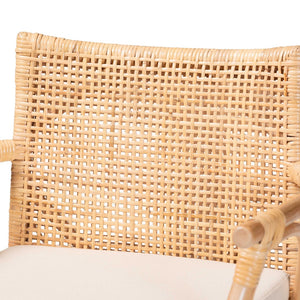 Baxton Studio bali Bohemian 2-Piece Bar Stool Set - Natural Rattan & Teak Wood with Cushions for Kitchen Comfort STORSEL-Natural Rattan/Teak Wood-BS